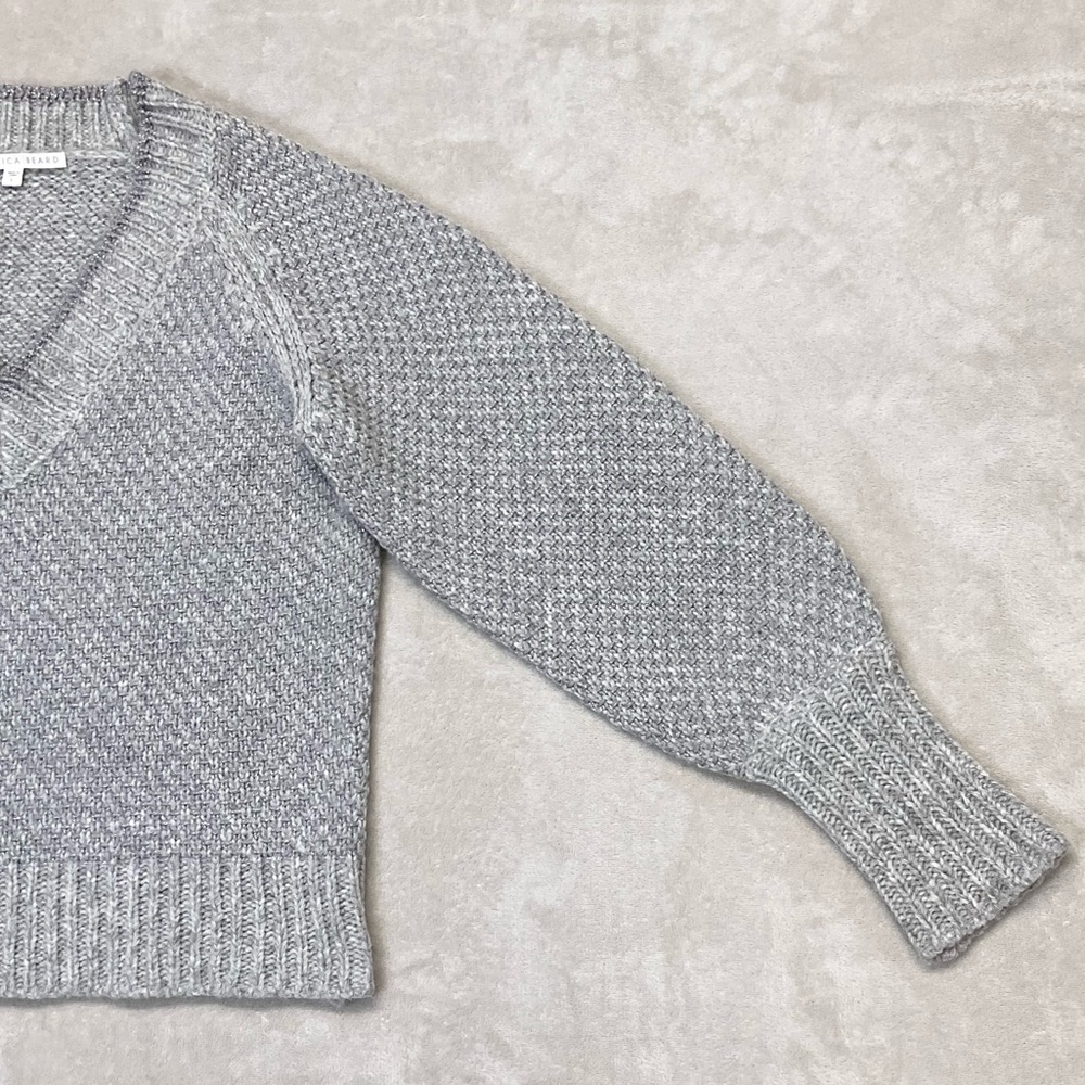 Veronica Beard Mirnie Gray V-Neck Alpaca Sweater Womens L - Picture 7 of 10